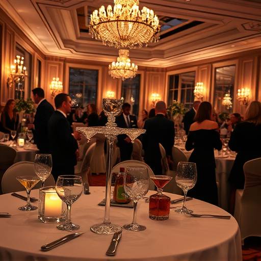 Photographie d'un cocktail dinatoire lors d'un √©v√©nement de gala organis√© dans un h√¥tel de luxe √† Lyon.